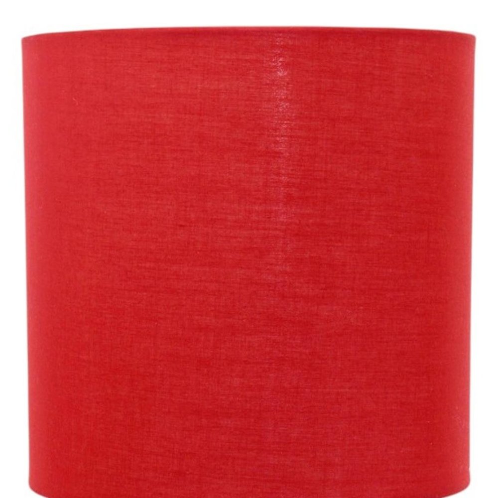 20" Silver Metal USB Table Lamp LED With Red Drum Shade