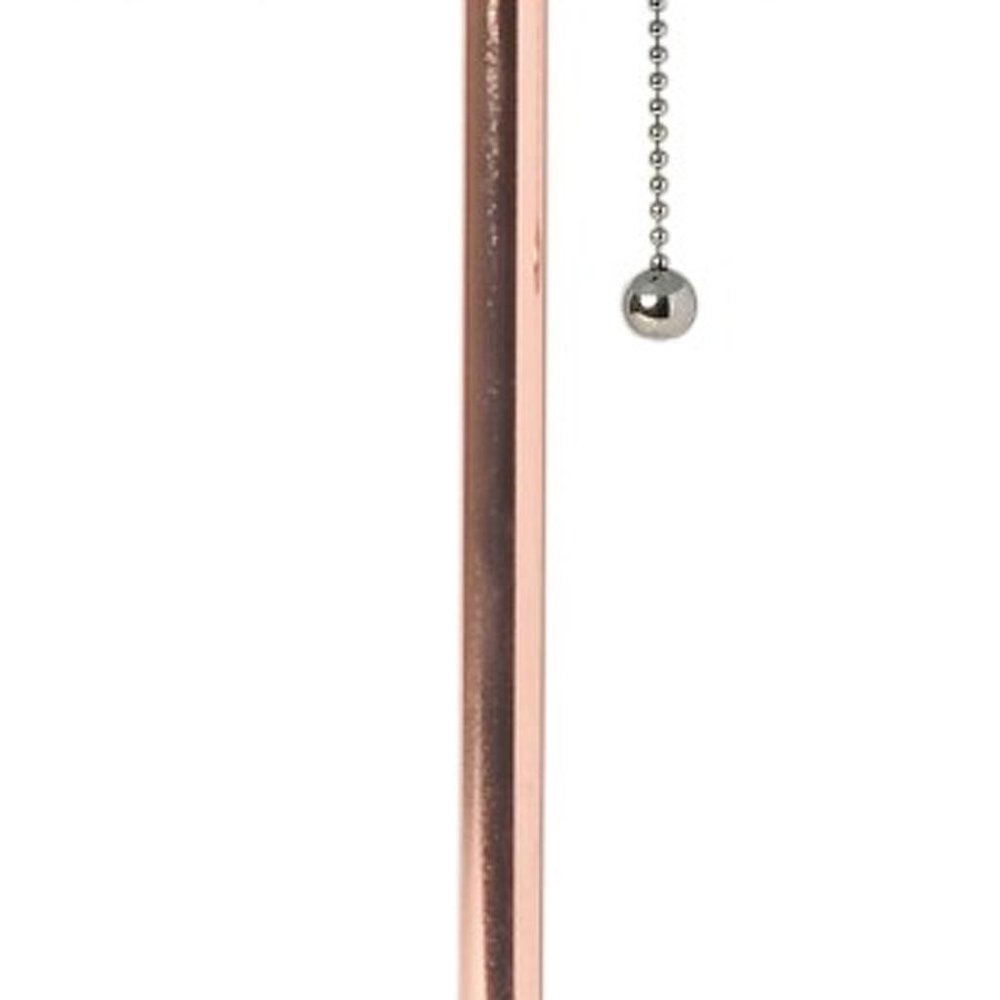 20" Rose Gold Metal USB Table Lamp LED With White Drum Shade