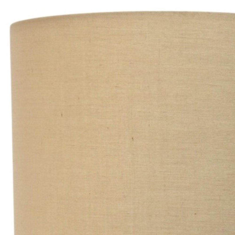 20" Silver Metal USB Table Lamp LED With Tan Drum Shade