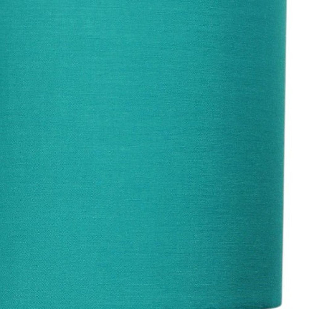 20" Silver Metal USB Table Lamp LED With Teal Blue Drum Shade