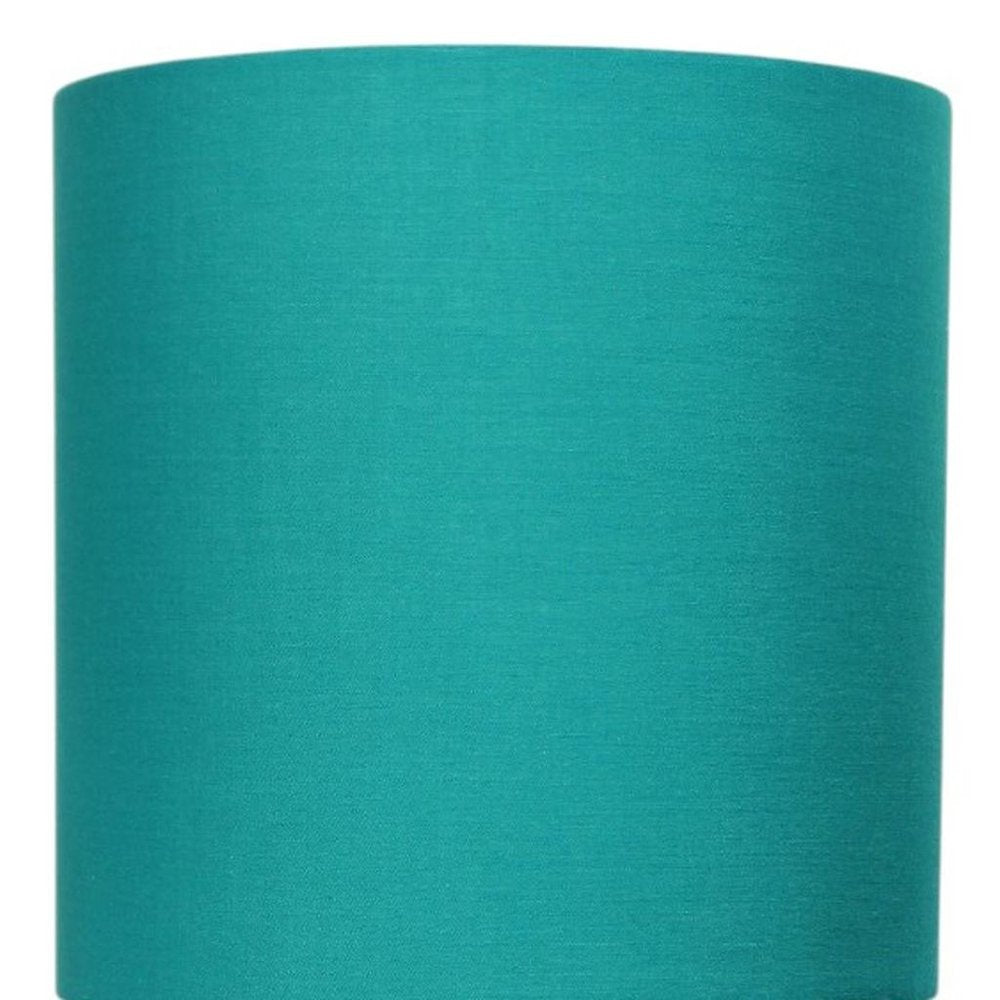 20" Silver Metal USB Table Lamp LED With Teal Blue Drum Shade