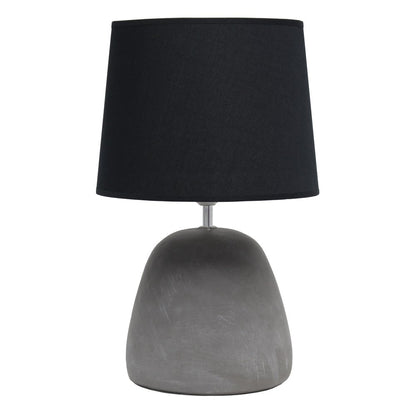 17" Gray Concrete Round Table Lamp With Black Drum Shade