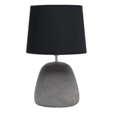 17" Gray Concrete Round Table Lamp With Black Drum Shade