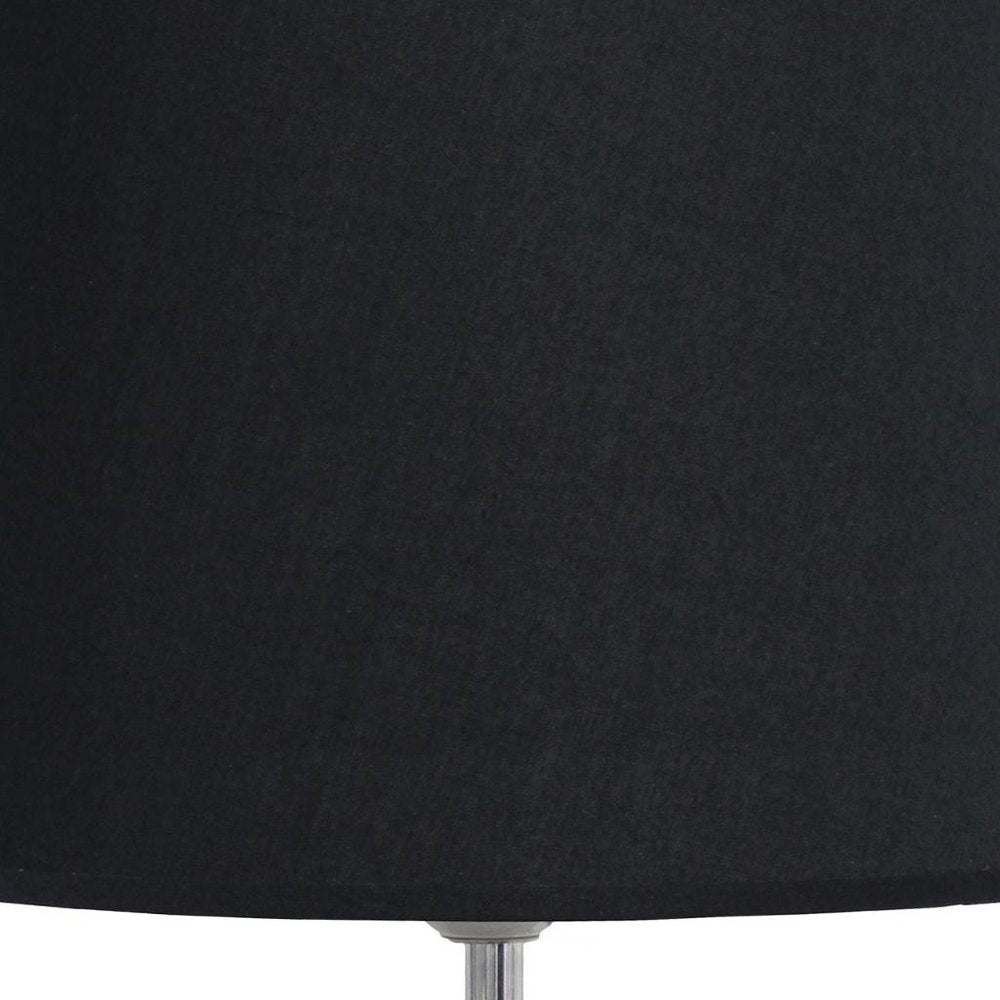 17" Gray Concrete Round Table Lamp With Black Drum Shade