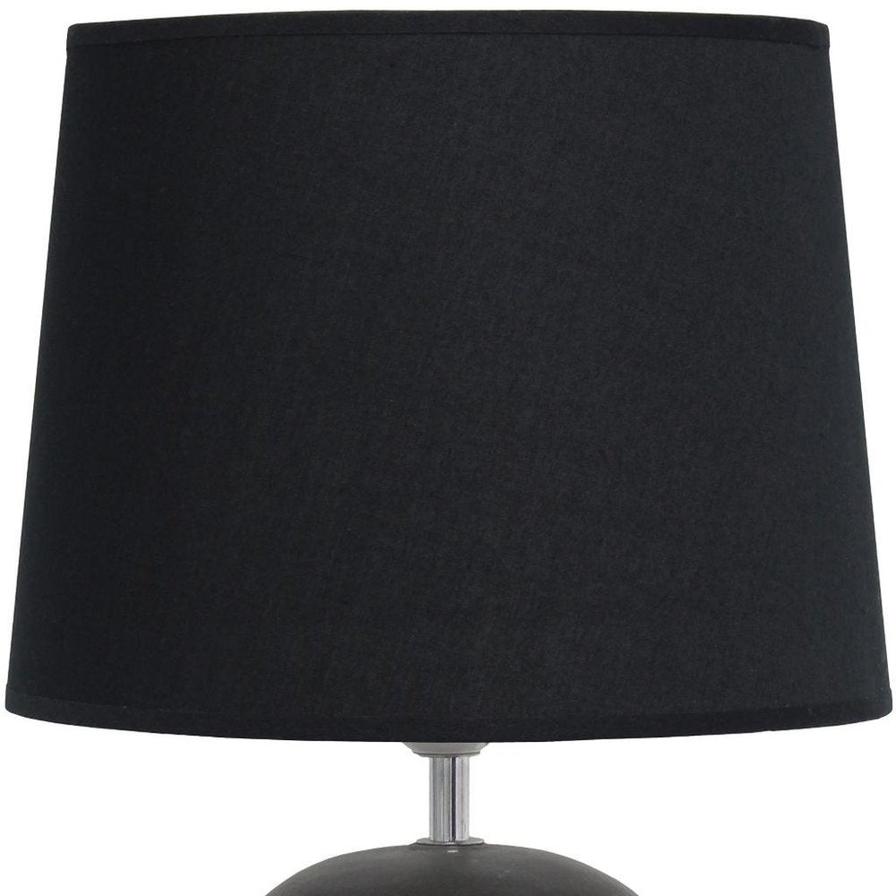 17" Gray Concrete Round Table Lamp With Black Drum Shade
