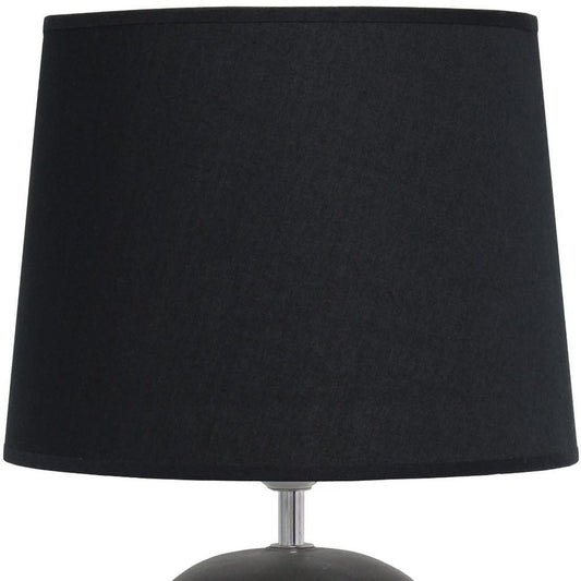 17" Gray Concrete Round Table Lamp With Black Drum Shade
