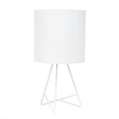 14" White Metal Tripod Table Lamp With White Drum Shade
