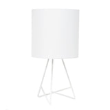 14" White Metal Tripod Table Lamp With White Drum Shade