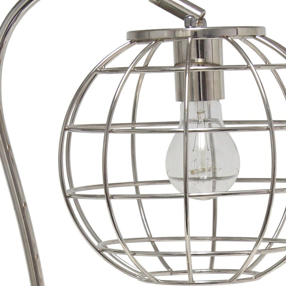 20" Silver Metal Novelty Table Lamp With Silver Globe Shade