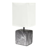 12" White Ceramic Square Table Lamp With White Shade