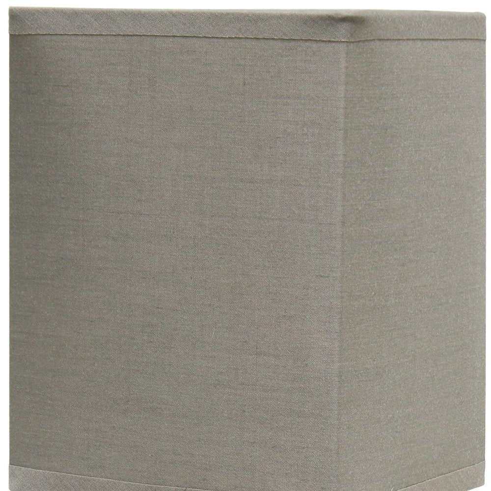 12" White Ceramic Square Table Lamp With Gray Shade