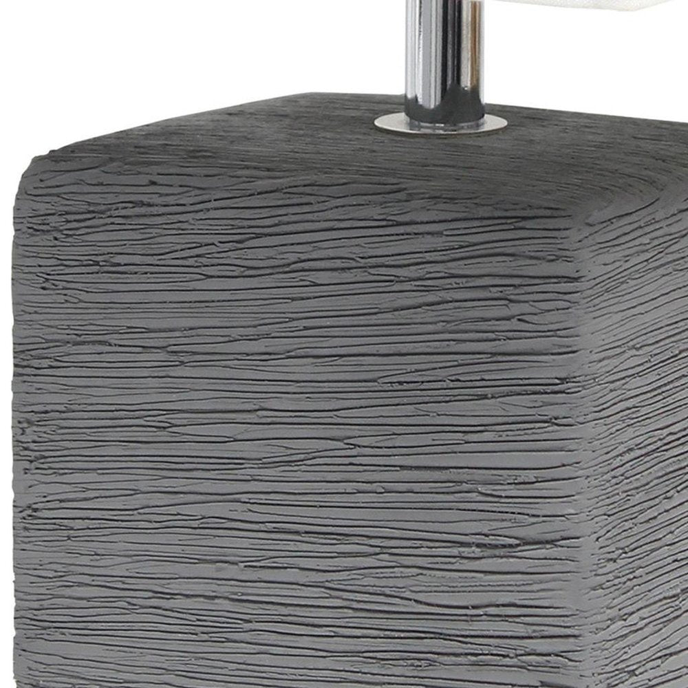 12" Gray Ceramic Square Table Lamp With White Shade