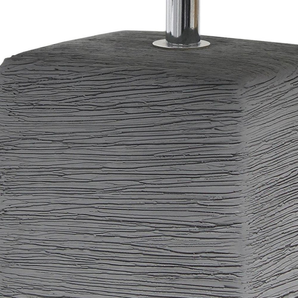 12" Gray Ceramic Square Table Lamp With White Shade