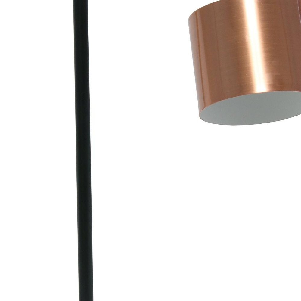 22" Rose Gold And Black Metal Table Lamp With Rose Gold Globe Shade