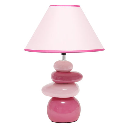 18" Dark Pink And Light Pink Ceramic Novelty Table Lamp LED With Dark Pink And Light Pink Empire Shade