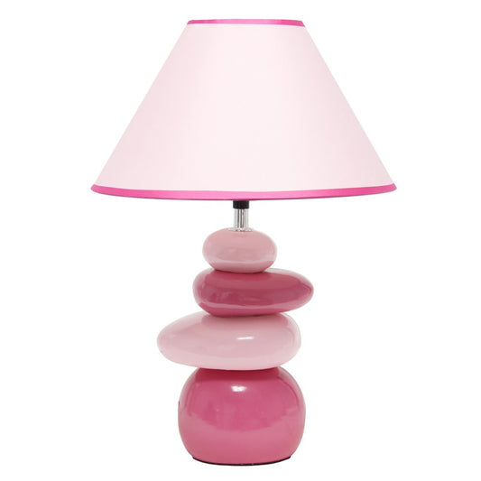18" Dark Pink And Light Pink Ceramic Novelty Table Lamp LED With Dark Pink And Light Pink Empire Shade