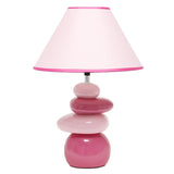 18" Dark Pink And Light Pink Ceramic Novelty Table Lamp LED With Dark Pink And Light Pink Empire Shade