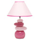 18" Dark Pink And Light Pink Ceramic Novelty Table Lamp LED With Dark Pink And Light Pink Empire Shade