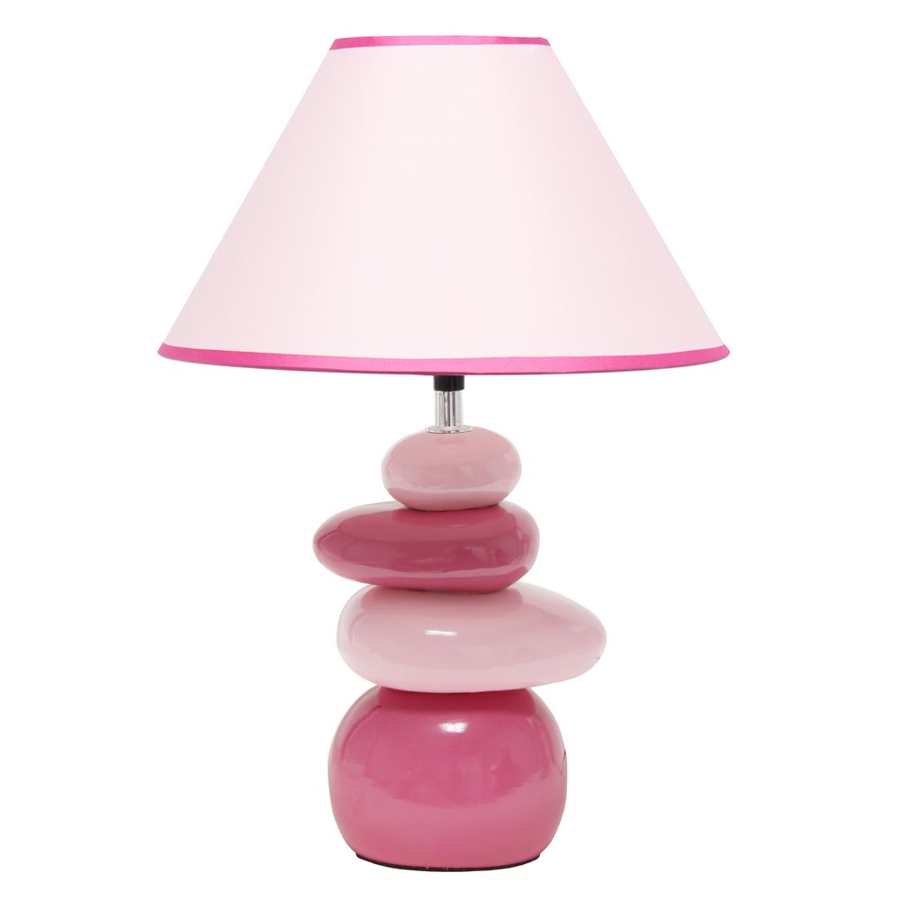 18" Dark Pink And Light Pink Ceramic Novelty Table Lamp LED With Dark Pink And Light Pink Empire Shade