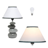 15" Gray Ceramic Novelty Table Lamp LED With White Empire Shade