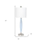 27" Blue And Silver Metal Novelty Table Lamp With White Drum Shade