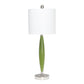 27" Green Metal Table Lamp With White Drum Shade