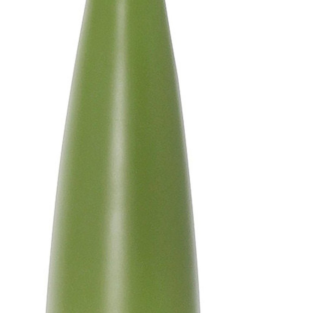 27" Green Metal Table Lamp With White Drum Shade