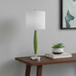 27" Green Metal Table Lamp With White Drum Shade