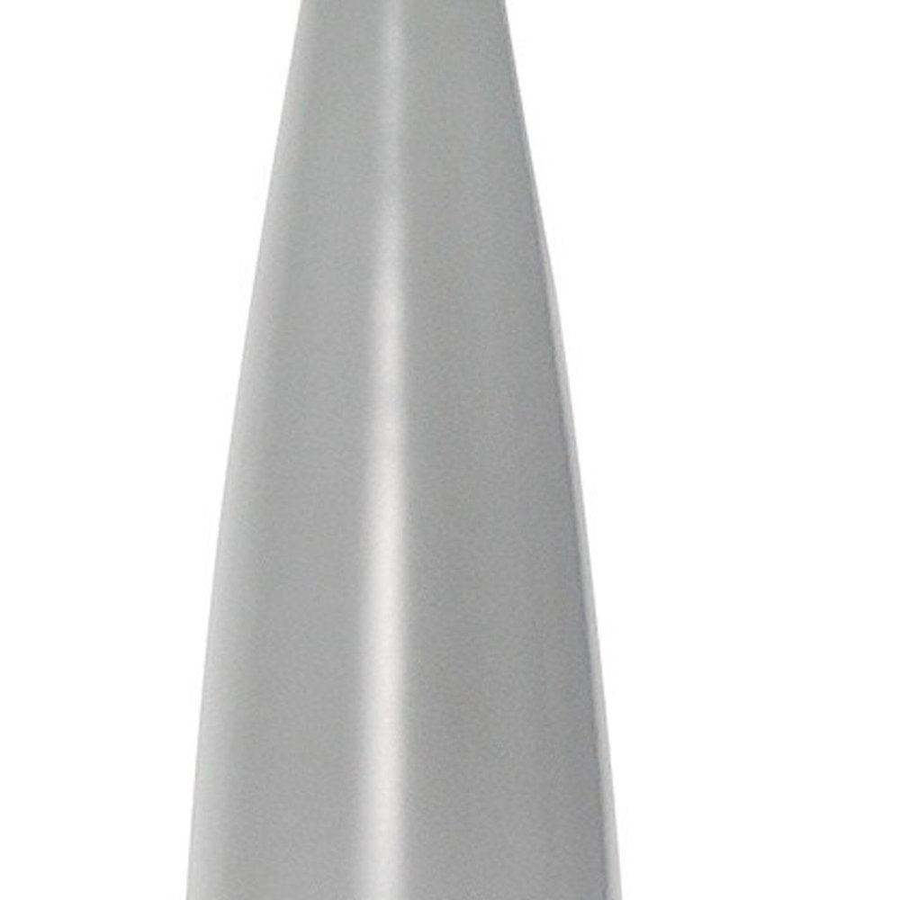 27" Gray And Silver Metal Novelty Table Lamp With White Drum Shade