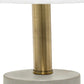 18" Gray And Antiqued Brass Concrete And Metal Table Lamp With White Drum Shade