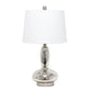 23" Clear And Silver Glass And Metal Novelty Table Lamp With White Drum Shade