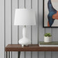 23" White Glass Gourd Table Lamp With White Drum Shade