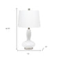 23" White Glass Gourd Table Lamp With White Drum Shade