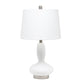 23" White Glass Gourd Table Lamp With White Drum Shade
