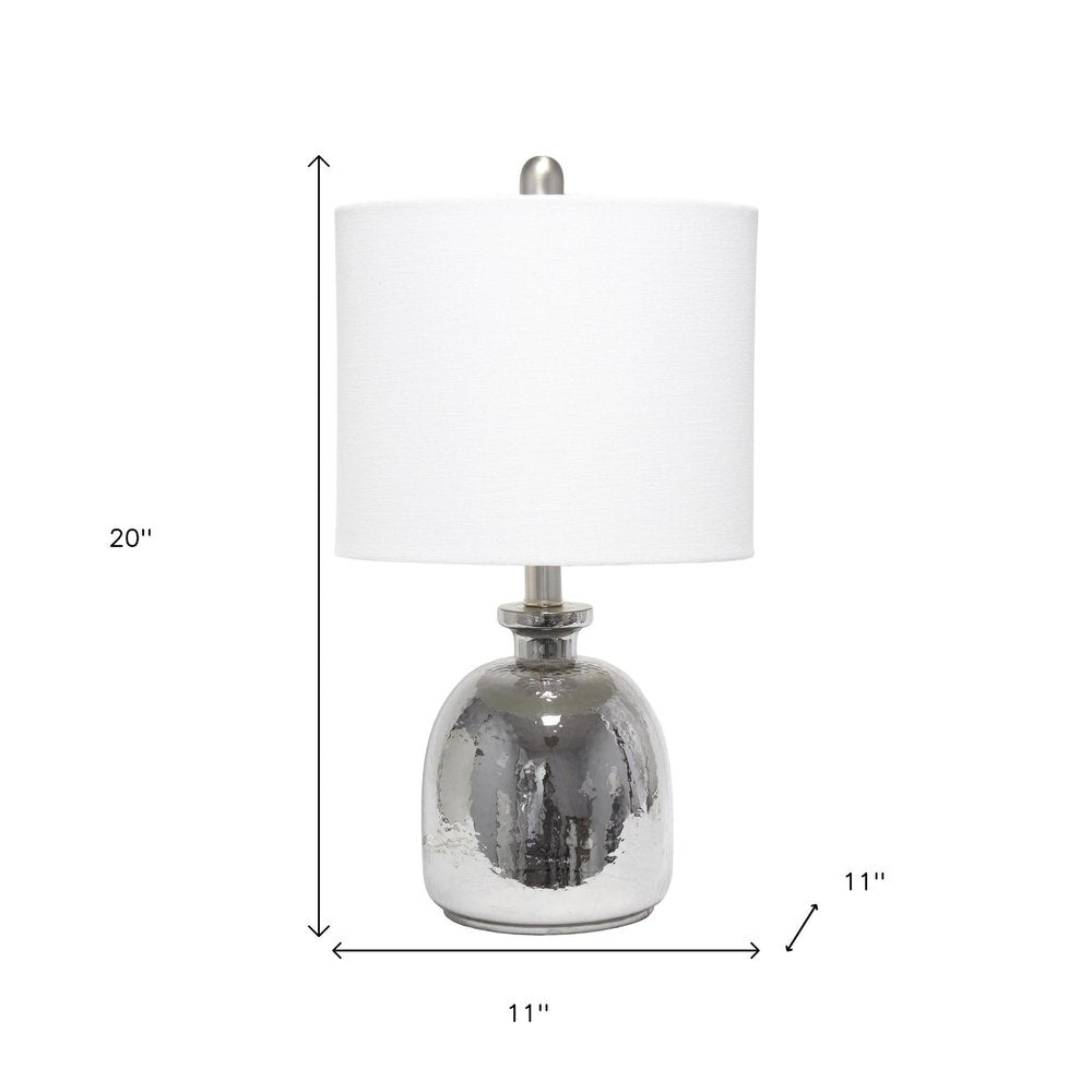 20" Gray Glass Novelty Table Lamp With White Drum Shade
