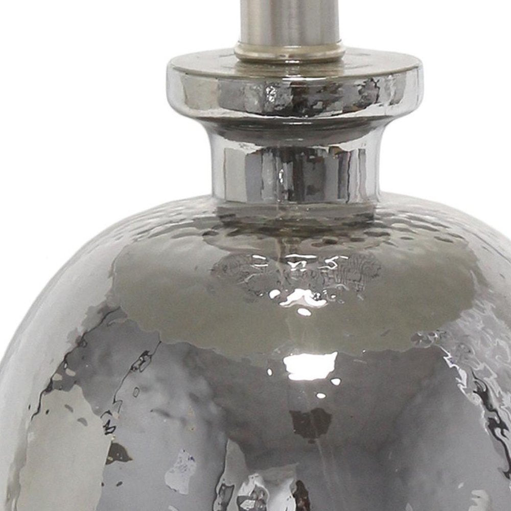 20" Gray Glass Novelty Table Lamp With White Drum Shade