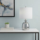 20" Gray Glass Novelty Table Lamp With White Drum Shade