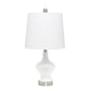 23" White And Silver Glass Gourd Table Lamp With White Drum Shade