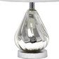 21" Silver Glass And Metal Scalloped Table Lamp With Gray Drum Shade