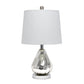 21" Silver Glass And Metal Scalloped Table Lamp With Gray Drum Shade