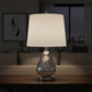 21" Silver Glass And Metal Scalloped Table Lamp With Gray Drum Shade
