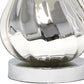 21" Silver Glass And Metal Round Scalloped Table Lamp With White Drum Shade