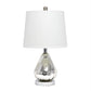 21" Silver Glass And Metal Round Scalloped Table Lamp With White Drum Shade