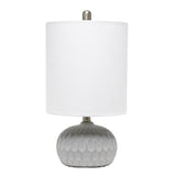 19" Gray Concrete Geometric Table Lamp With White Drum Shade