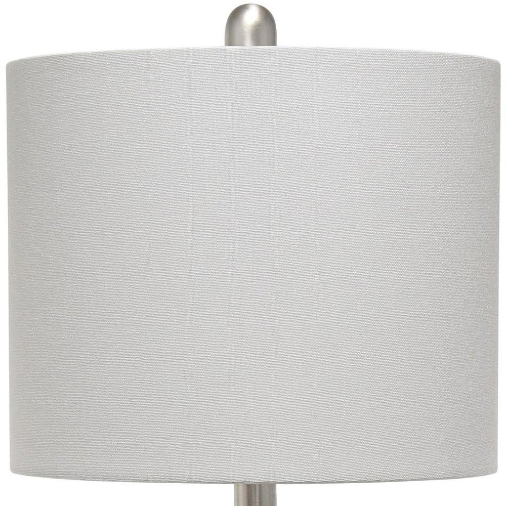 20" Gray Hammered Glass Round Table Lamp With Gray Drum Shade