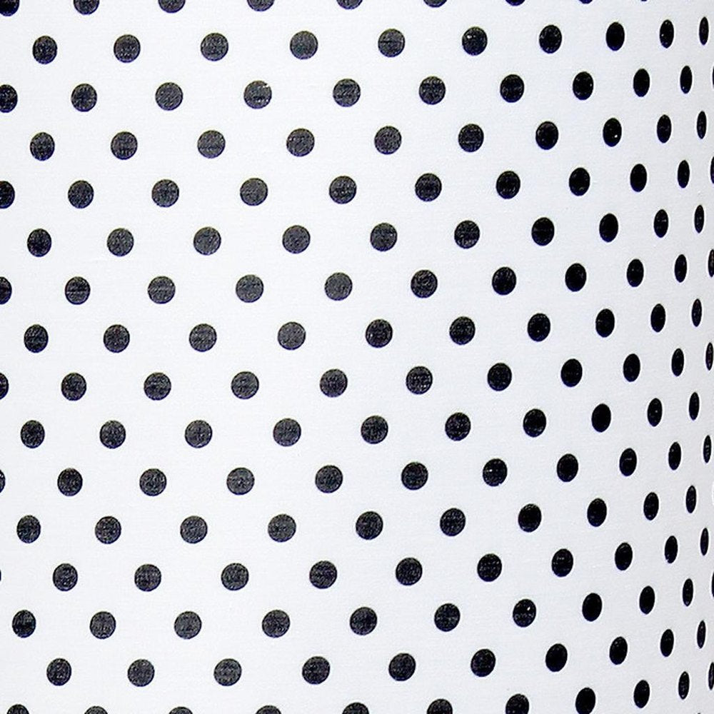 21" Gold Metal Table Lamp With Polka Dots Fabric Drum Shade