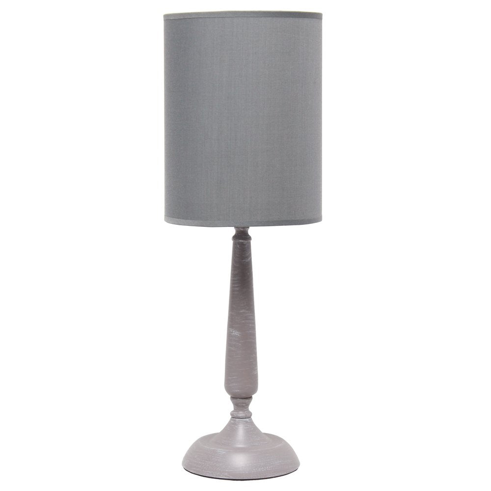 23" Gray Iron Table Lamp With Gray Cylinder Shade
