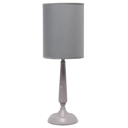 23" Gray Iron Table Lamp With Gray Cylinder Shade