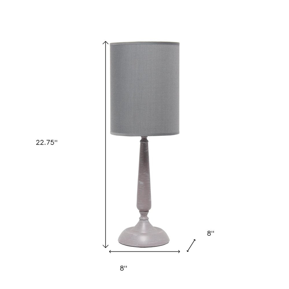 23" Gray Iron Table Lamp With Gray Cylinder Shade