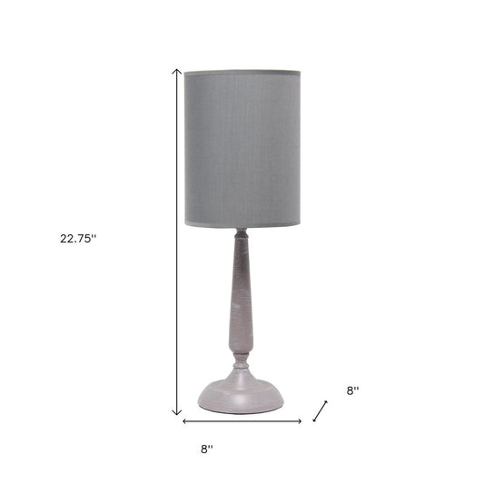 23" Gray Iron Table Lamp With Gray Cylinder Shade